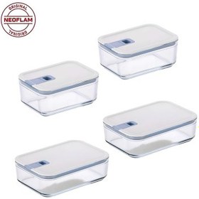 Resim Neoflam Perfect Seal Dikdörtgen Cam Saklama Kabı Seti 4 Parça 1100ML + 1600ML 