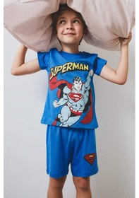 Resim DeFacto Erkek Bebek Superman Pijama Takımı Kısa Kollu Penye Üst Beli Lastikli Şort E1189A525HSBE64 