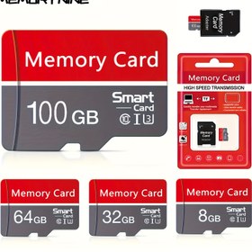 Resim Kırmızı Beyaz Gri TF Kart, Akıllı Telefonlar, Tabletler, Kameralar, Oyun Konsolları, Araç Kamera vb. için Güvenilir Performans için 8GB, 32GB ve 100GB Kapasite Seçenekleriyle Yüksek Hızlı 10 Seviye U3 Micro SD Kart 