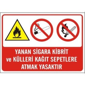 Resim Yanan Sigara Kibrit Ve Külleri Kağıt Sepetlerine Atmak Yasaktır (472351214) 