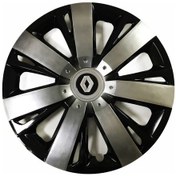 Resim Renault 9 Uyumlu 15 Inç Piano Black Siyah Beyaz Renkli Jant Kapağı 4 Adet 