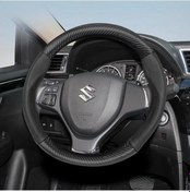 Resim Xuweiwei Suzuki 38cm Yuvarlak Direksiyon Kılıfı Mocha Brown Karbon Fiber Desenli Yapay Deri - 