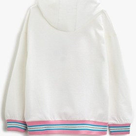 Resim Koton Pamuklu Unicorn Baskılı Kapüşonlu Uzun Kollu Sweatshirt Kırık Beyaz 1ykg17537ak Ekru 