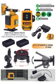 Resim BÖHRER TELEFON BAĞLANTILI 12 SATIR 3 KÖŞE 360* 2 BATARYALI PROFESYONEL YEŞİL LAZER HİZALAMA MAKİNESİ 