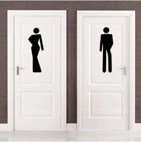 Resim Genel Markalar Şık Kadın Ve Erkek Silüetli Wc Dekoratif Kapı Sticker, Çıkartma 