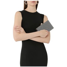 Resim Kurt Geiger Crystal Kensington Taşlı Lüks Tasarım Kadın Clutch Siyah 