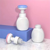 Resim 1 adet Basın Tipi Köpük Şişesi El Dezenfektanları ve Vücut Yıkama Ürünleri için - Fthalat İçermeyen Plastik, Elektrik Gerektirmez, Mavi Nozul ve Beyaz Silindirik Gövde ile Taşınabilir Seyahat Dostu Tasarım, Banyo için Köpük Dağıtıcısı, Taşınabilir Köpük Dağıtıcısı, Modern Banyo Aksesuarı, Dayanıklı Plastik Şişe 