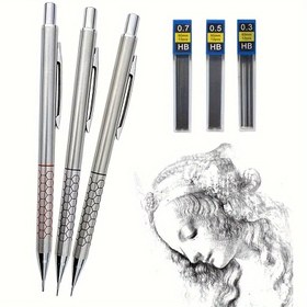 Resim 2 adet/takım 0.5 0.7 0.9mm Mekanik Kurşun Kalem Silgi Seti, Sanat Çizim Malzemeleri 