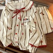 Resim Kadınlar İçin 20 2025 Yeni Sevimli Karikatür Desenli Şık Ev Kıyafeti Seti, Uzun Kol Pijama Takımı, Çift Parça Günlük Rahat, 2'si 1 Arada Dış Giyilebilir Loungewear ve Gece Elbisesi, şık şeker estetigi 