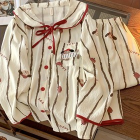 Resim Kadınlar İçin 20 2025 Yeni Sevimli Karikatür Desenli Şık Ev Kıyafeti Seti, Uzun Kol Pijama Takımı, Çift Parça Günlük Rahat, 2'si 1 Arada Dış Giyilebilir Loungewear ve Gece Elbisesi, şık şeker estetigi 