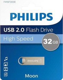 Resim Philips Fm32fd160b/00 32gb Moon Klasik Gümüş Usb 2.0 Metal Flash Bellek 