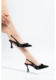 Resim Suins Elvis Model Fiyonklu Kadın Stiletto Ayakkabı Siyah 