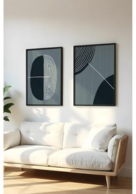 Resim Huhuli Ahşap Siyah Çerçeveli 2 Parça Set Tablo Huhu113 