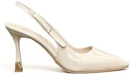 Resim Kadın Stiletto Bej Rugan Sivri Burun Orta Topuk Taşlı Toka Yeni Sezon F6180 