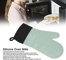 Resim Fdit Silikon Fırın Eldivenleri, Kaymaz Mutfak Pişirme Eldivenleri Yüksek Sıcaklığa Dayanıklı 2 Parmak Uzunluğunda Barbekü, Fırın, Pişirme için (Yeşil) 