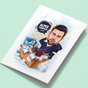 Resim İş Yorgunu Erkek Karikatürlü Tebrik Kartı 