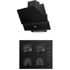 Resim Luxell SÜPER KRİSTAL SİYAH ANKASTRE 2 Lİ SET (Oc88 Cam Ocak/ Da88 Davlumbaz Rotary Düğme) 