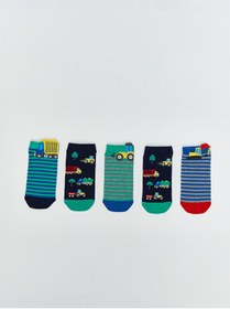 Resim LC Waikiki Timeless Clothing & Zamansız Seçimler İşlemeli Erkek Çocuk Patik Çorap 5'li 