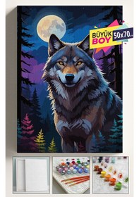 Resim Sayılarla Boyama Seti Numaralı Tuval Fırça Boya Dahil Kasnaklı Set 50x70 Cm - Dolunay Kurt 