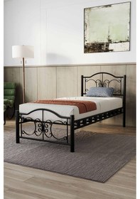 Resim Argimo Pero Tek Kişilik Ferforje Metal Karyola 90 x 200 Siyah 