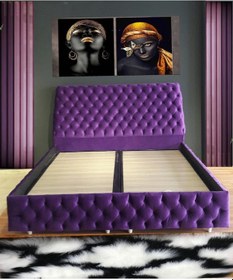 Resim Nivabaza Çift Kişilik Sandıklı Baza Başlık Chester Purple Tüm Renklerde 