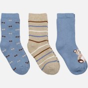 Resim Erkek Bebek Pamuklu 3 Çift Çok Renkli Soket Çorabı - MSR-BBK-MC 