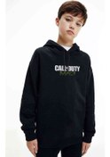 Resim Call Of Dutf Mw3 Baskılı Unisex Çocuk Kapüşonlu Siyah Sweatshirt Siyah 