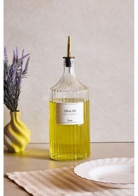 Resim Perotti Viking 1000 Ml Cam Şişe Ve Yağlık Kapaklı Çift Kapaklı Gold 