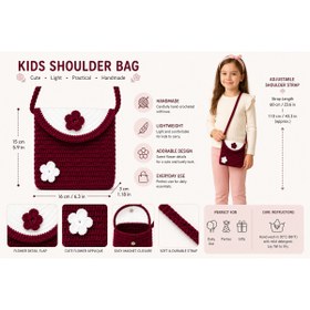 Resim Yalçınoğlu Kids Kız Çocuk Renkli El Örgüsü Omuz Çantası %100 Pamuk 2-9 Yaş I Özel Gün Omuz Çantası 