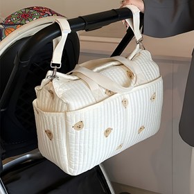 Resim Bebek Arabası Askıları ve Yastıklı Alt Açma Matı ile Büyük Kapasiteli Kapitone Bebek Bezi Çantası - Kadınlar için Çok İşlevli Poliamid Düzenleyici, 14+ Yaş Grubu için Geniş Depolama Alanı 
