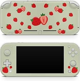 Resim TACKY DESIGN Nintendo Switch lite Cilt ile Uyumlu Çilek Kaplaması, Kawaii Sevimli Yeşil Anahtar lite Kaplama Vinil 3m Çıkartmalar Tam Sarma Kapak 