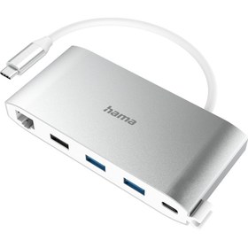 Resim Usb-C Hub, Multiport, 8 Ports, 3 x Usb-A, 2 x Usb-C, Vga, Hdmı™, Lan 