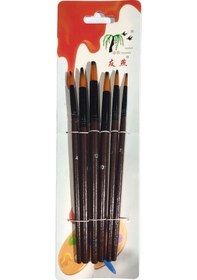 Resim Sulu Boya Fırça Seti 6'lı Resim Fırçası Akrilik Boya Yuvarlak Sivri Uçlu Fırça 