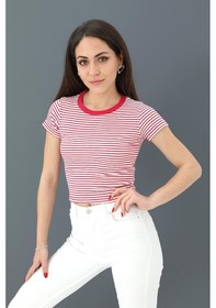 Resim Bluz Bisiklet Yaka Çizgili Kaşkorse Fuşya Fuşya 