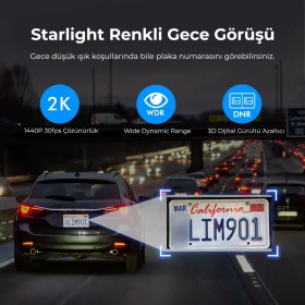 Resim Kawa D6 2K 1440P WiFi Araç Kamerası 145° Geniş Açı WDR Ön Kamera 