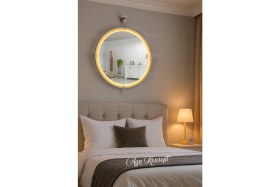 Resim Aga Konsept LED Li Simirna Ayna Krom Rengi 50*60 Cm, 60*70 Cm, 75*85 cm Dekoratif Duvar Banyo Makyaj Aynası 