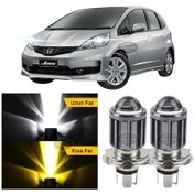 Resim Honda Jazz 2009-2019 Uyumlu Mercekli Far Ampulü Led Xenon Çift Renk Sarı-beyaz Far Şimşek Etkili C Led Lamba Uzun LED Far 56164825 