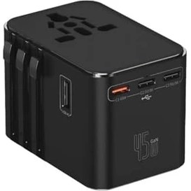 Resim Universal Seyahat Priz Dönüştürücü Adaptör, 45W Şarj Cihazı, 2x USB Girişi, 3x Type-C Girişi, Uluslararası Güç Adaptörü, Us, Uk, Eu, Au Evrensel Uyum 