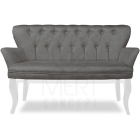 Resim Mert Concept Çay Seti Koltuk Ikili Kanepe Gri Kollu Ahşap Beyaz Ayak Salon Kafe Balkon Bahçe Otel Ofis 