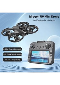 Resim İdragon U9 Katlanabilir Mini Drone Ekranlı Kumanda Fırçasız Motor Hd Kamera Çift Bataryalı 