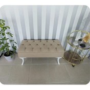 Resim Lüks Yarım Sandıklı Kapitoneli Dekoratif Puf 110cm Vizon 