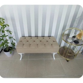 Resim Lüks Yarım Sandıklı Kapitoneli Dekoratif Puf 110cm Vizon 