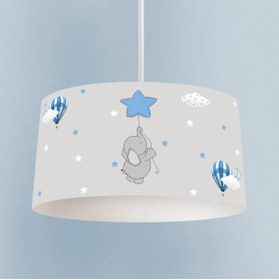 Resim BAMBAŞKA MODA BEBEK VE ÇOCUK ODASI Mavi Yıldızlı Fil Desenli Avize 