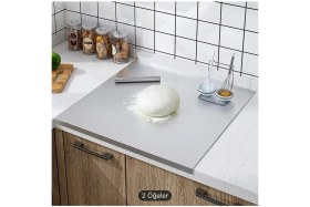 Resim Feyza Design Paslanmaz Çelik 40X50 cm Kesme Tahtası, Mutfak Tezgah Koruyucu 