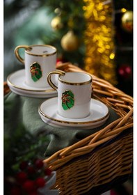 Resim Acar Rennes Yılbaşı 2 Kişilik Yeşil Hediye Kutu Kahve Fincanı Takımı 90 ML 