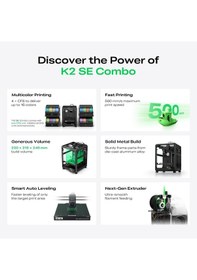 Resim Creality K2 Se Combo 3d Yazıcı - Cfs İle Çok Renkli Baskı, 500 Mm/s Yüksek Hızlı, Otomatik Tesviye, Doğrudan Ekstruder, Katı Metal Çerçeve 3d Yazıcı, Yapı Hacmi 220 215 245 Mm 