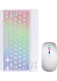 Resim Mey İthalat Türkçe Q Aydınlatmalı Klavye Mouse Seti Kablosuz Bluetooth Destekli 
