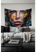 Resim Fırça Darbesi Kadın Desenli Duvar Halısı Duvar Örtüsü Tapestry Süet Dokulu Kumaş 