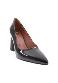 Resim Dgn 660-22y Kadın Sivri Burun Parmak Dekolteli Galvaniz Ökçe Topuklu Ayakkabı 660-1918-R1645 Siyah 