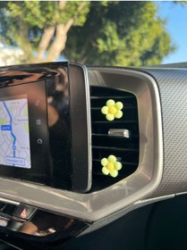 Resim Tanem Oto aksesuar klima süsü MİNİ papatyalar ikili klipsli RENKLİ klima süsü papatyalar YESIL 